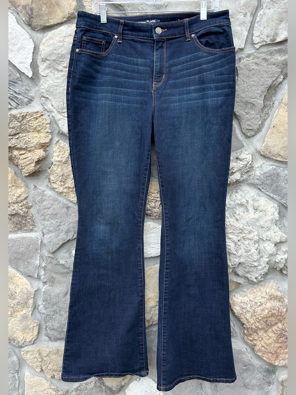 Chicos Platinum Flare Jeans Size 1.5 (US Size 10) Dark Wash Denim